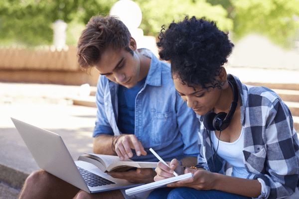 StudyBuddy — two students studying together at a Toulouse campus